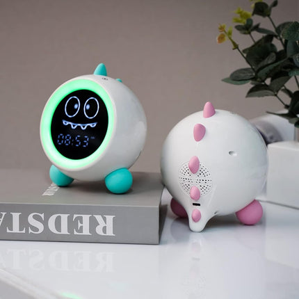 H-chin Kids Alarm Clock, Toddler Sleep Training Clock with Night Lights, Sound Machine, Time to Wake Grow Clock for Children (Green)