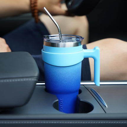BJPKPK 600 ml Tumbler with Handle & Straw, Insulated Stainless Steel Mug