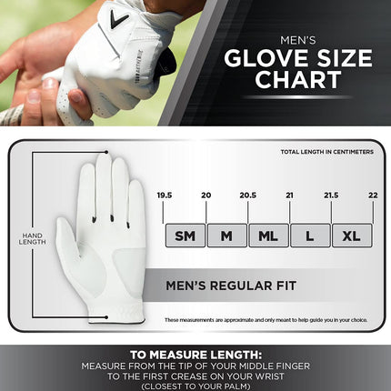 Guante Callaway Golf 2020 Tour Authentic (Mano izquierda, talla cadete de hombre, extragrande)