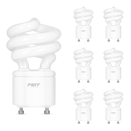 Feit Electric BPESL13T/GU24/41K/6 60W Equivalent 13 Watt 900 Lumen, 3.66" H x 2.09" D CFL Twist GU24 Base Bulb, 6 Pack, 4100K Cool White, 6 Count