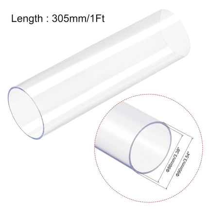 uxcell Rigid Round Clear Tubing 86mm(3.38'') ID x 90mm(3.54'') OD x 1Ft Length Plastic Tube