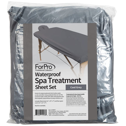 ForPro Professional Collection Massage Table Sheets, Machine Washable, Waterproof, Fitted, Cool Grey