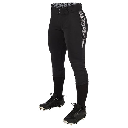 Pantalon de baseball CHAMPRO fuselé Leadoff traditionnel taille basse pour femme, noir, petit