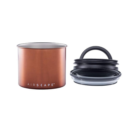 Planetary Design Airscape Stainless Steel Coffee Canister | Food Storage Container | Patented Airtight Lid | Small Brushed Copper