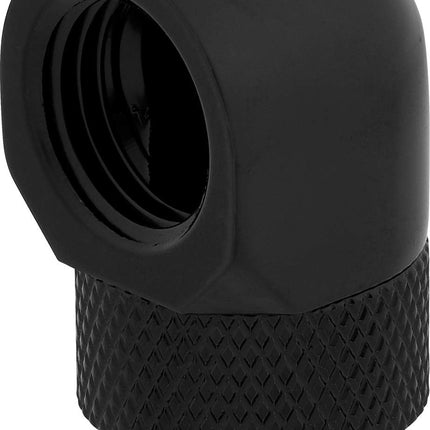Corsair Hydro X Series, 90 Degree Rotary Adapter, Twin Pack (G1/4 BSPP Port Threads, Solid Brass Durability, Secure Rotation Mechanism, Quality Polished Finish, Optimised for High Flow Rates) Black