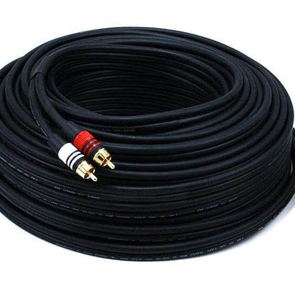 Monoprice Premium 2 RCA Plug/2 RCA Plug Cable - 1.83M (6ft) - Black, M/M, 22AWG Conductor, Gold Plated Connector