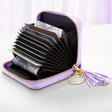 Coco Rossi Women's Small Credit Card Wallet RFID Glitter Cute Credit Card Holder Wallets for Women, A Glitter Purple, S, Travel Wallet