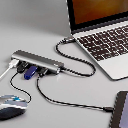 Monoprice 114908 4 Port USB-C Hub - Aluminum, SuperSpeed Transfer Rates, Compatible with Apple MacBook, Google Chromebook & More