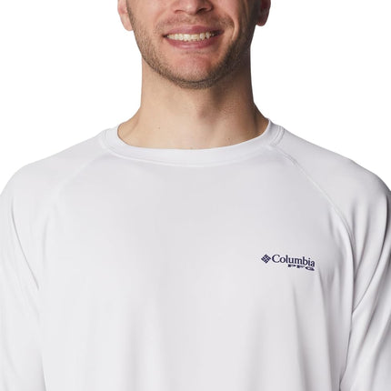 Columbia Men's Terminal Tackle Long Sleeve Shirt, White/Nightshade Logo, 1X