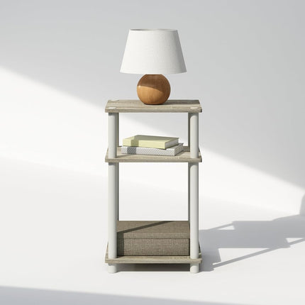 Furinno JUST Night Stand, 3-Tier Turn-N-Tube Nightstand, Toolless Bedside Table, End Table, Side Table with Open Storage for Bedroom, Living Room, Sonoma Oak