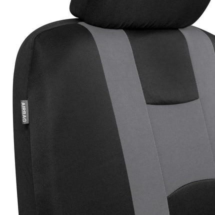 BDK Combo Sport Accent Fresh Design Matching All ProtectiveSeat Covers (2 Front 1 Bench) with Heavy Protection Sleek Graphic Car Auto Carpet Floor Mats (4 Set) - Gray Accent