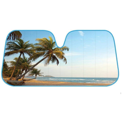 BDK AS- 601_AM Palm Tree Tropical Island Sunset Auto Windshield Sun Shade (for Car SUV Truck-Bubble Foil Folding Accordion) - AS-601__AM