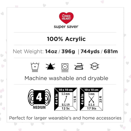 RED HEART E305.3966 Super Saver Ombre Yarn, Crème De Mint