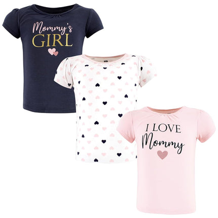 Hudson Baby Unisex Baby Camisetas de Manga Corta, Niña Mami Rosa Marino, 4T