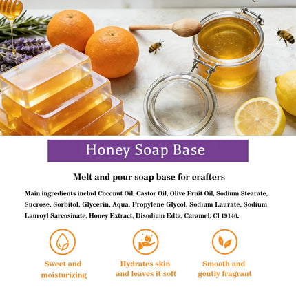 Honey Raw Soap Base Organic,Glycerin Bars to Make Homemade Soap Melt and Pour Soap Base - 5.2LB