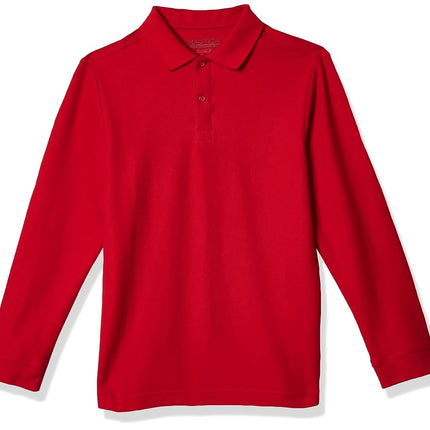 Polo à manches longues uniforme scolaire Nautica pour garçons, fermeture boutonnée, tissu confortable et respirant, Rouge, 18-20