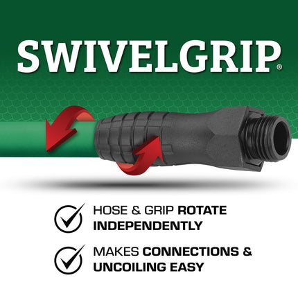Flexzilla Colors SwivelGrip Garden Hose 5/8 in. x 10 ft., Lightweight All-Weather Water Hose, Durable and Flexible, Leak-Free Connections, Forest Green