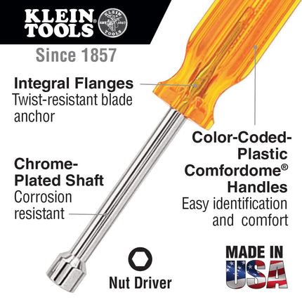 Klein Tools S106 5/16-Inch Nut Driver, 6-Inch Shaft, Made in USA