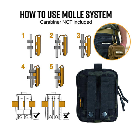 EXCELLENT ELITE SPANKER Molle Admin Pouch Military Utility Tool Pouch EDC Molle Pouchs Gadget Waist Bags (Multicam Black)