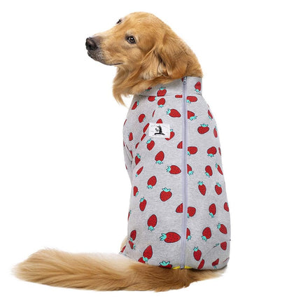 Cotton Medium Large Dog Onesie Surgery Recovery Suit for Medium Large Bodysuit Dogs Pajamas Pjs,Full Covered Dog Recovery Suit After Surgery,Long Sleeved with Zipper On Back