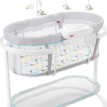 Fisher-Price Baby Bedside Sleeper Soothing Motions Bassinet with Lights Music Vibrations & Toy Mobile for Newborns 0+ Months, Windmill