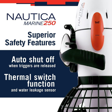Nautica Marine 250 Underwater Seascooter, Scuba Snorkeling for Ocean or Pool, Action Camera Compatible