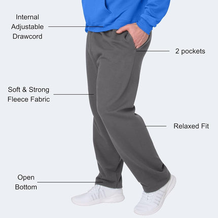 Hanes Men's Sweatpants, EcoSmart Fleece Sweats for Men, Open Bottom Sweatpants, 30.5", Smoke Gray, Small