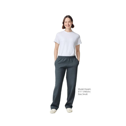 GILDAN Men's Fleece Open Bottom Pocketed Sweatpants, Dark Heather, M UK