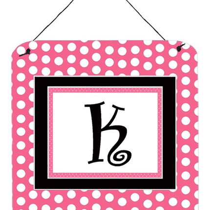 Caroline's Treasures Letter K Initial with Pink/Black Polka Dots Wall or Door Hanging Prints, 6 x 6, Multicolor