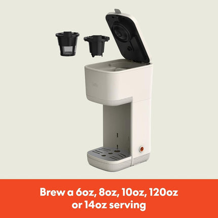 Cafetière individuelle Bella, compatible avec les dosettes K-Cup et le café moulu, avec plateau égouttoir amovible et réglable, arrêt automatique et accessoires réutilisables lavables au lave-vaisselle, infuse de 6 à 14 oz