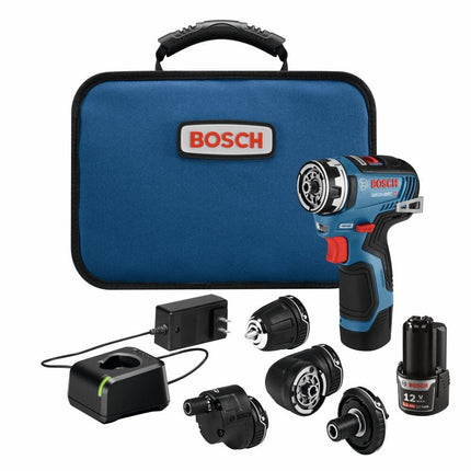 Bosch GSR12V-300FCB22 12V Max EC Brushless Flexiclick 5-in-1 Drill/Driver System with (2) 2.0 Ah Batteries