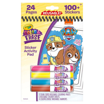 Crayola Paw Patrol Sticker Activity Pad, 12 Color & Erase Paw Patrol Coloring Pages & 100+ Stickers, Gift