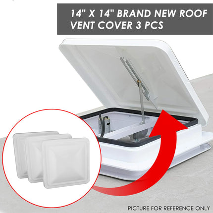 DNA MOTORING ZTL-Y-0268 White RV Roof Vent Lid Polypropylene Vent Cover Replacement for 14" x 14" RV Vents (3 Pack)