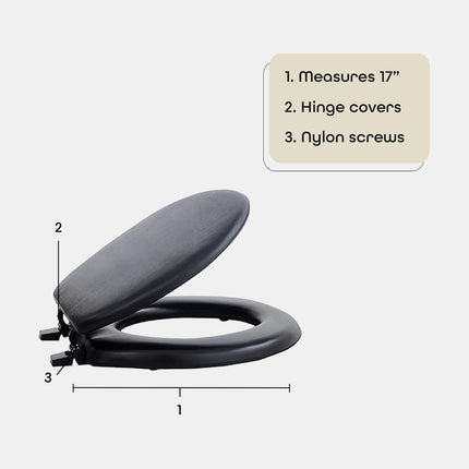 Achim Home Furnishings TOVYSTBK04 17-Inch Fantasia Standard Toilet Seat, Soft Black