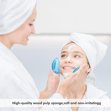 50 Pieces Compressed Natural Facial Sponges Round Soft Face Exfoliator Cleansing Sponge Reusable Cosmetic Sponge with Clear Plastic Sponge Storage Jar for Exfoliating, Makeup Removal (Multi-Color)