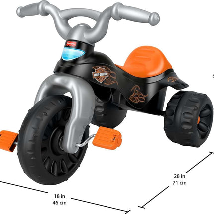 Fisher-Price Toddler Tricycle Harley-Davidson Tough Trike, Toy Bike with Handlebar Grips & Storage for Outdoor Play Kids Ages 2+ Years