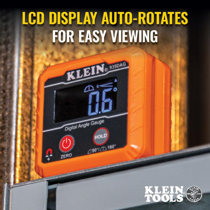Klein Tools 935DAG Digital Electronic Level and Angle Gauge, Measures 0-90 and 0-180 Degree Ranges, Measures and Sets Angles
