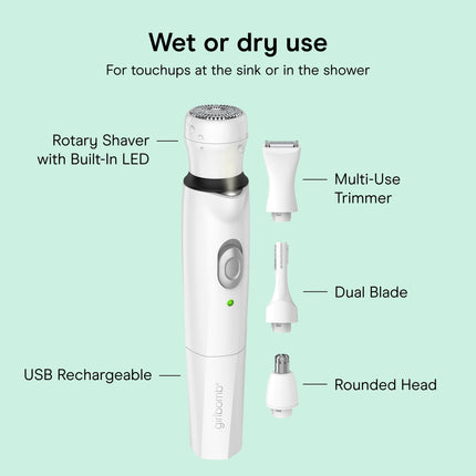 Conair GIRLBOMB All-in-One Face/Body Trimmer and Shaver Set for Women, Wet/Dry, Rechargeable