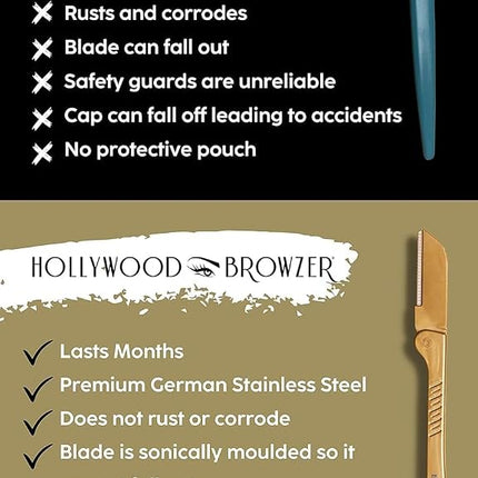 Hollywood Browzer - Dermaplaning and Hair Removal Tool - Duo GOLD (pack of 2)