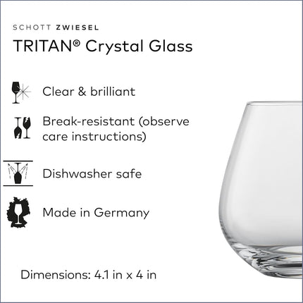 Schott Zwiesel Tritan Crystal Glass Forte Collection Rocks Stemless Cocktail Tumbler, 20.4-Ounce, Set of 6