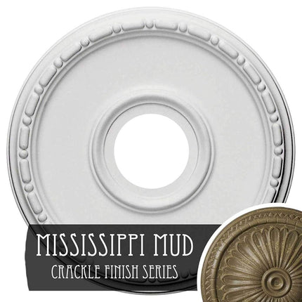 16 1/2"OD x 3 7/8"ID x 1 1/2"P Medea Ceiling Medallion (Fits Canopies up to 5 3/8"), Hand-Painted Mississippi Mud Crackle