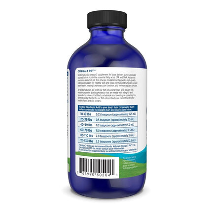 Nordic Naturals Omega-3 Pet, Unflavored - 8 oz - 1518 mg Omega-3 Per Teaspoon - Fish Oil for Medium to Large Dogs with EPA & DHA - Promotes Heart, Skin, Coat, Joint, & Immune Health