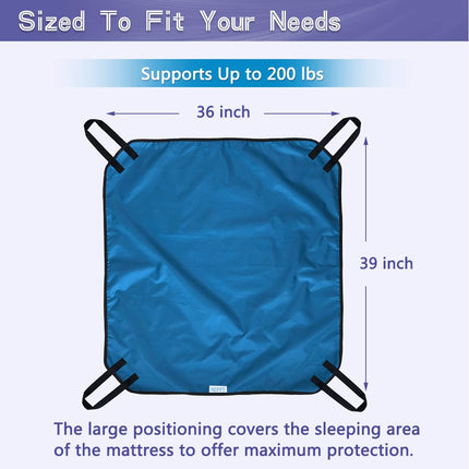 Positioning Pad Draw Sheet Lift Patient Transfer Board Sliding Hospital Bed Mat Protective Underpads with Handles for Incontinence, Bariatric, Elderly - Reusable & Washable (39" X 36")