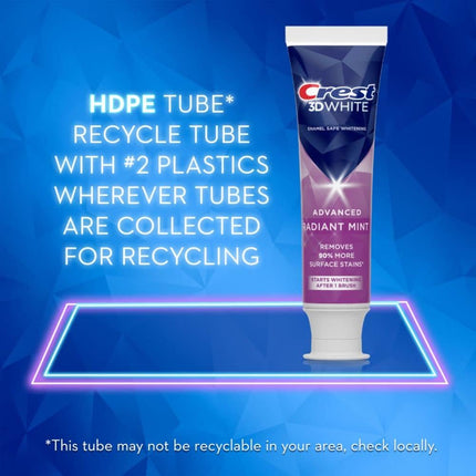 Crest 3D White Radiant Mint Whitening Toothpaste, Pack of 3, 323 g, Mint