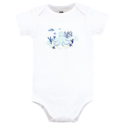 Hudson Baby Unisex Baby Cotton Bodysuits, Mint Octopus, 0-3 Months