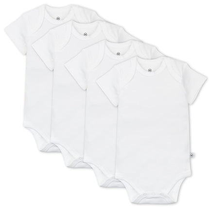 HonestBaby Baby 4-Pack Short Sleeve Bodysuits One-Piece 100% Organic Cotton for Infant Boys, Girls, Unisex Toddler T-Shirt Set, 4 Pack, Bright White, 0-3 Mois (Pack of 4)