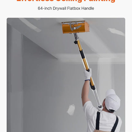 VEVOR Flat Box Handle, 40-64 in Adjustable Length, Drywall Flat Finishing Extension Handle, with Anodized Aluminum Construction, 360� Unrestricted Painting, Non-Slip Grip, for Wallboard, Plasterboard