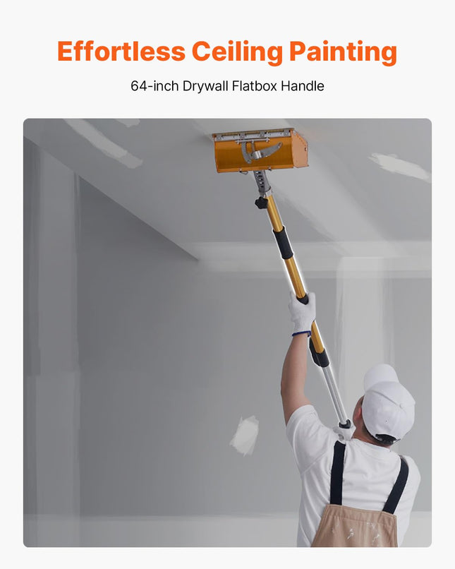 VEVOR Flat Box Handle, 40-64 in Adjustable Length, Drywall Flat Finishing Extension Handle, with Anodized Aluminum Construction, 360� Unrestricted Painting, Non-Slip Grip, for Wallboard, Plasterboard