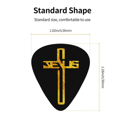 12 Pack Christian-Jesus-Flat Cross Guitar Picks, 0.46 0.71 0.96mm Includes Medium Heavy Thin Thickness for Bass, Electric Acoustic Guitar, Ukulele