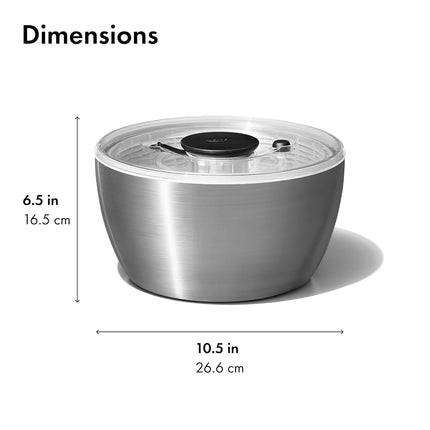 OXO Steel Salad Spinner, Stainless Steel, L